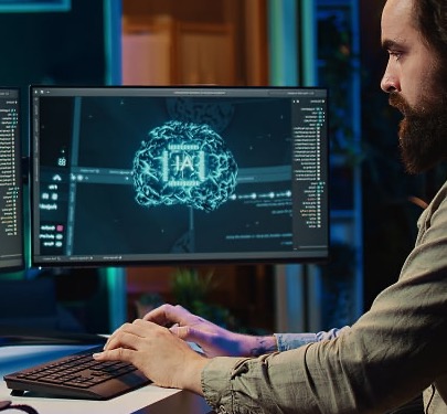 Analysts using penetration testing tools in an office